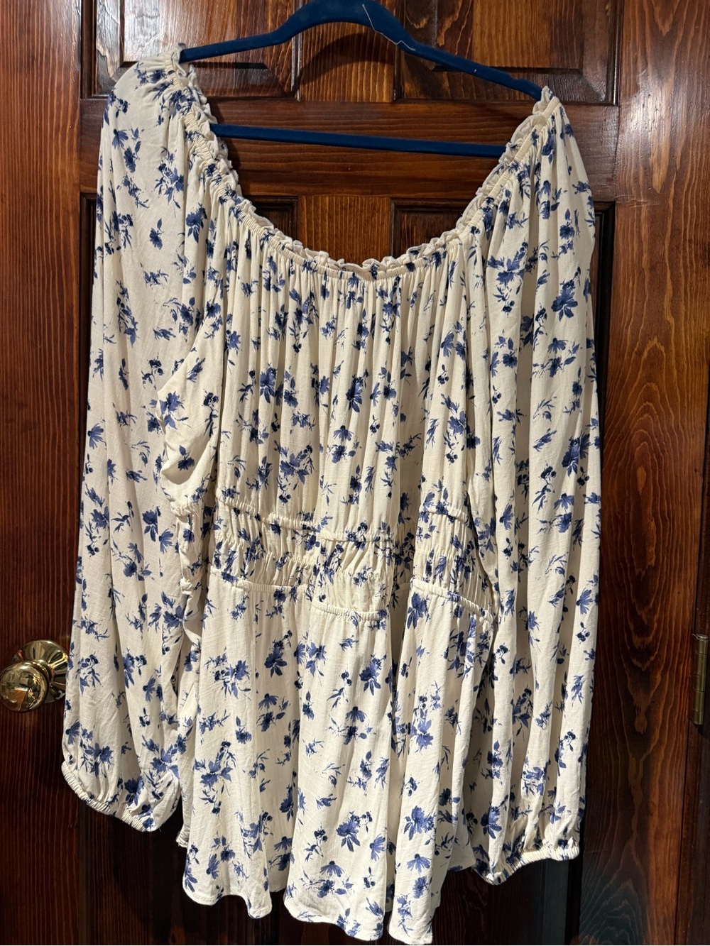 torrid Cream Tunic with Blue Floral Print